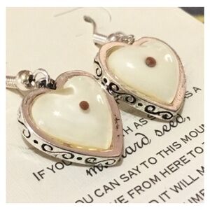 Cute “Mustard Seed” Heart Hook Style Earrings on Display